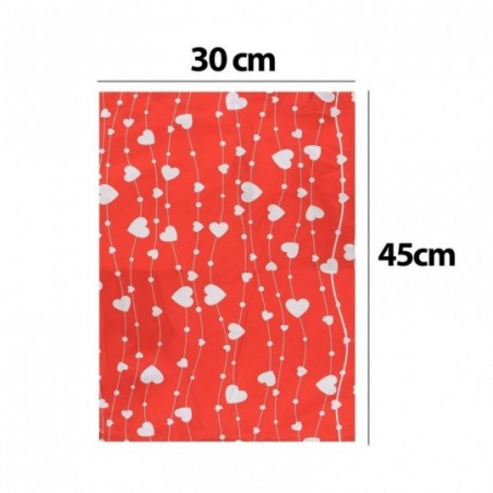 Saco Presente Metalizado Coração 30 cm x 45 cm