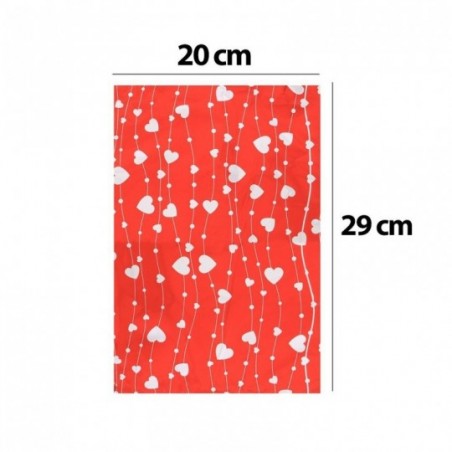 Saco Presente Metalizado Coração 20 cm x 29 cm
