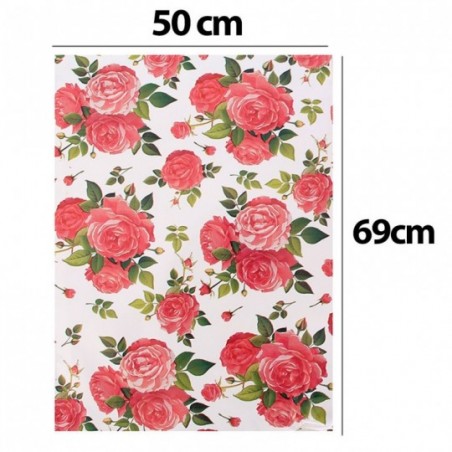 Saco Presente Embalagem Grande Rosas 50 cm x 69 cm