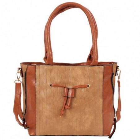 Bolsa Feminina Totem Bicolor Tressê Detalhes Zíper