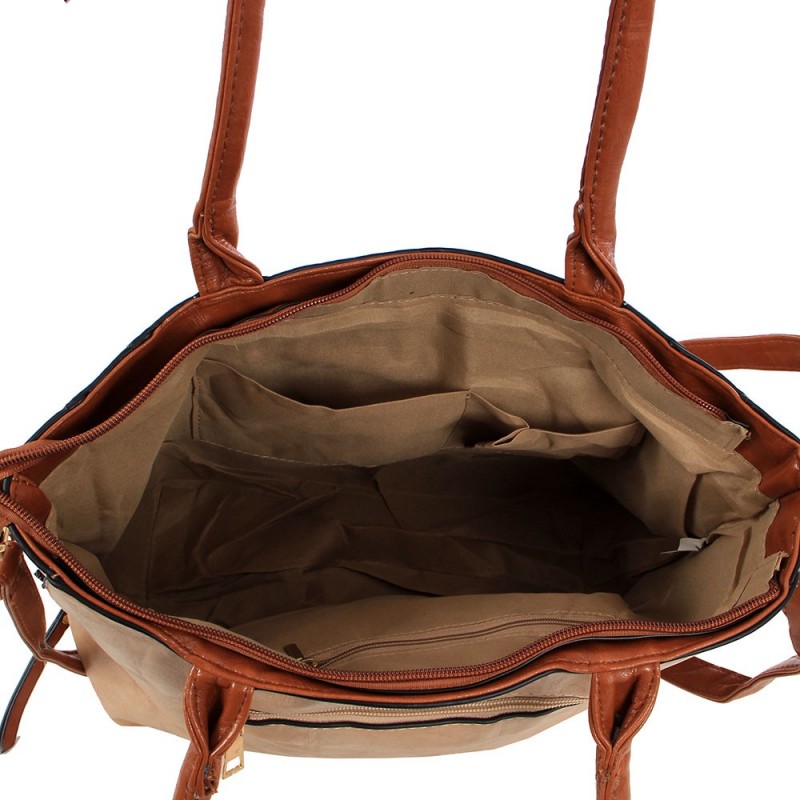 Bolsa Feminina Totem Bicolor Tressê Detalhes Zíper