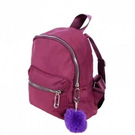 Bolsa Mochila Feminina Com Pompom Bolso Externo