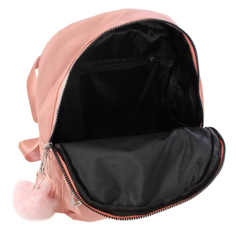 Bolsa Mochila Feminina Com Pompom Bolso Externo