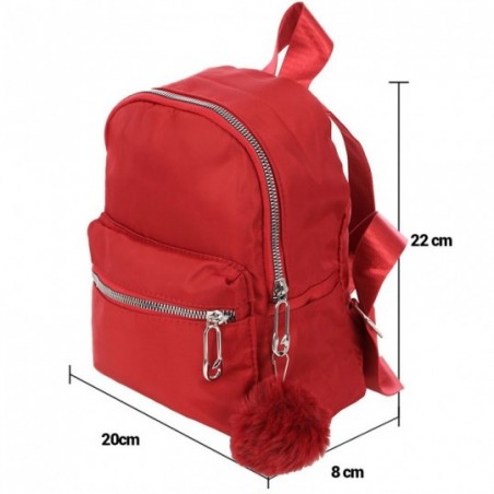 Bolsa Mochila Feminina Com Pompom Bolso Externo