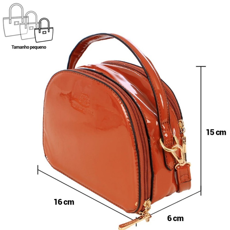 Bolsa Feminina Alça De Mão Estruturada Em Verniz
