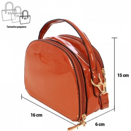 Bolsa Feminina Alça De Mão Estruturada Em Verniz