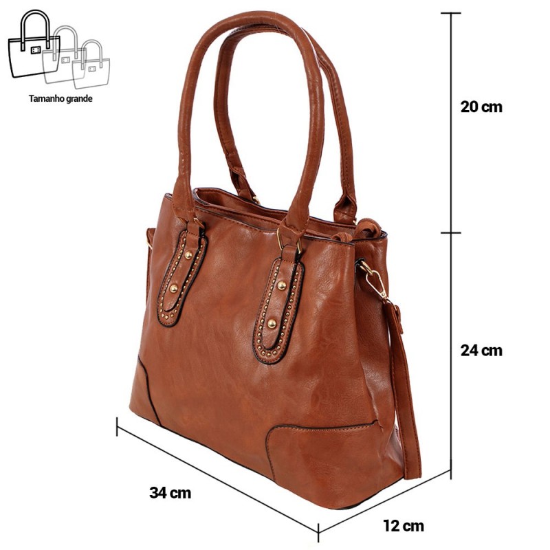Bolsa Feminina Totem Detalhes Tachas Alto Relevo