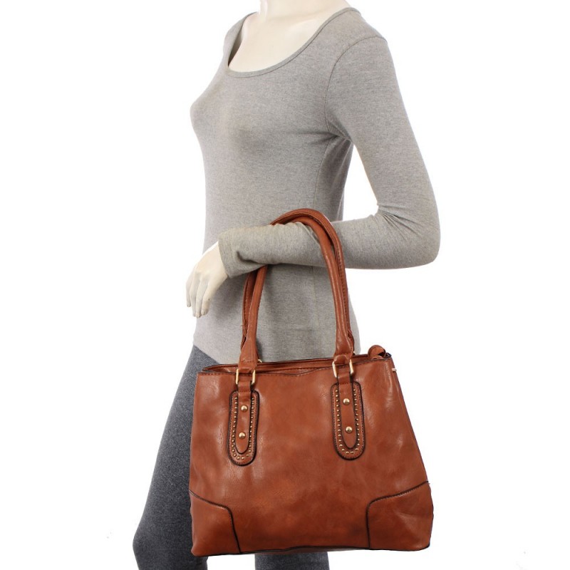 Bolsa Feminina Totem Detalhes Tachas Alto Relevo