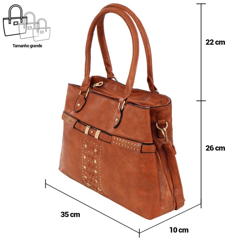 Bolsa Feminina Ombro Detalhes Metálicos