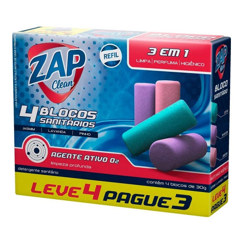 Detergente Sanitário Bloco Refil 4 Peças Zap