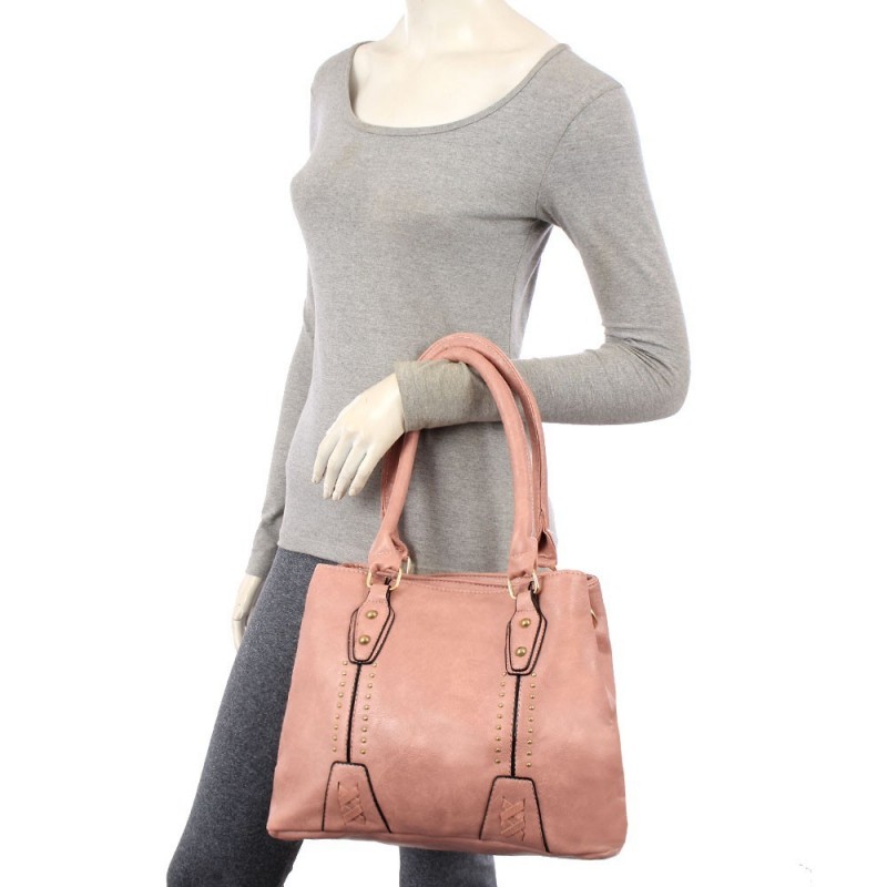 Bolsa Feminina Totem Alça Dupla Com Tachas E Tressê