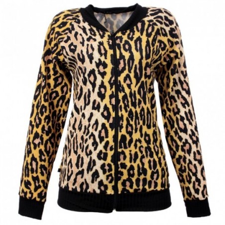 Jaqueta Bomber Feminina Animal Print Com Zíper