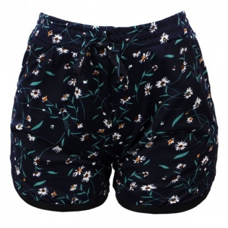 Short Feminino Floral Cintura Elástica Cordão