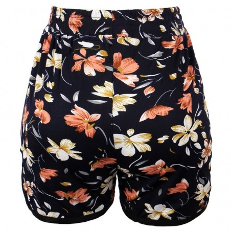 Short Feminino Floral Cintura Elástica Cordão
