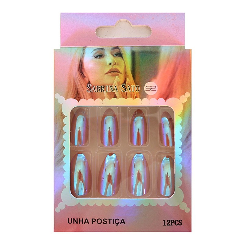 Unhas Postiças Stiletto Metálica Sabrina Sato Cola