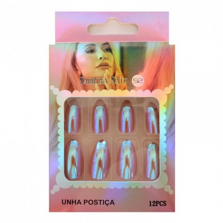 Unhas Postiças Stiletto Metálica Sabrina Sato Cola