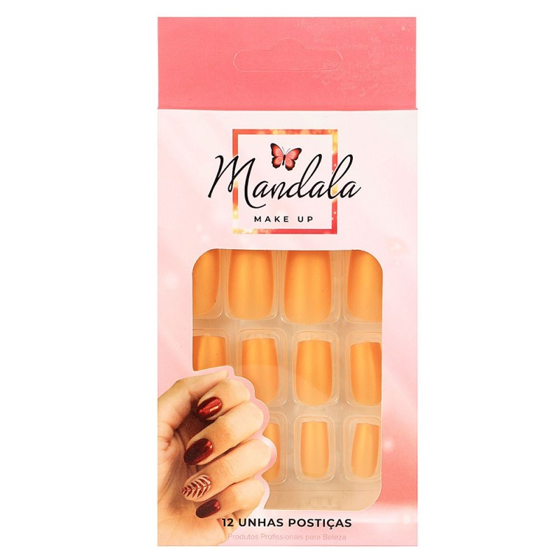 Unhas Postiças Foscas Quadradas 12 Peças