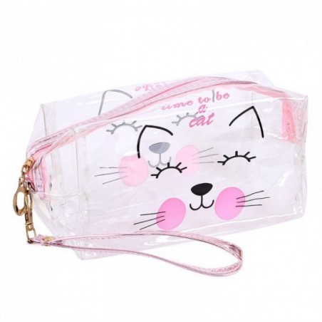 Necessaire Feminina Transparente Estampada Alça De Mão