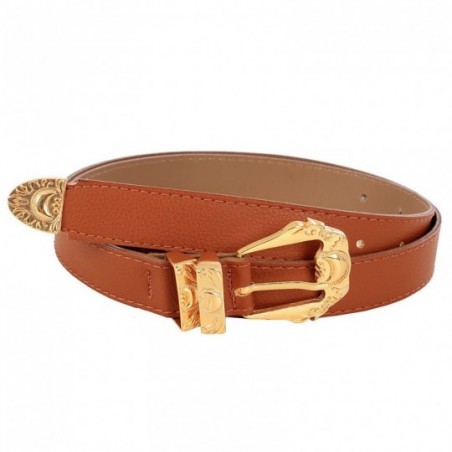 Cinto Feminino Fino Fivela Dourada Com Detalhes
