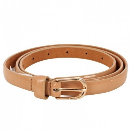 Cinto Feminino Fininho Fivela Dourada Em Verniz