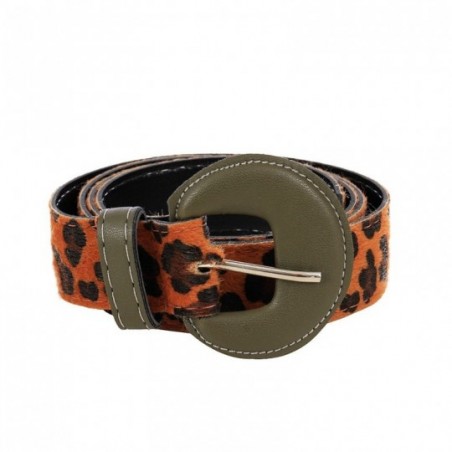 Cinto Feminino Médio Fivela Redonda Animal Print