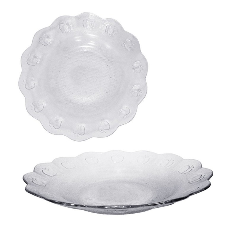 Prato De Vidro Fundo Decorado Maçã 22 Cm