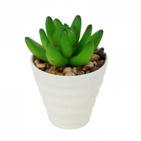 Mini Cacto Artificial Com Vaso Redondo De Melamina