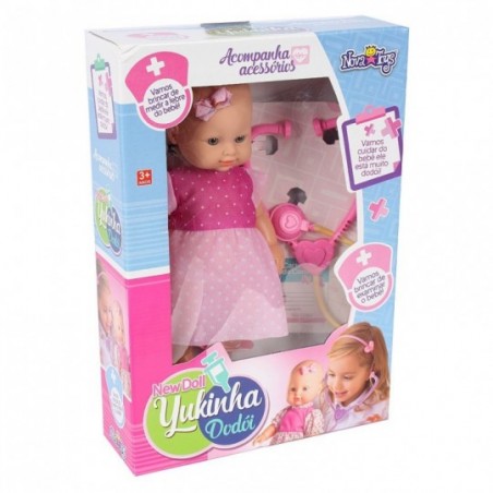 Boneca Infantil Yukinha Dodói Acessórios Médicos