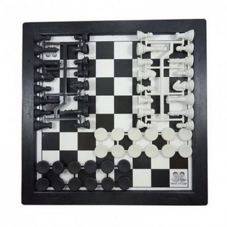Jogo De Xadrez Dama E Trilha Tabuleiro 32 Cm