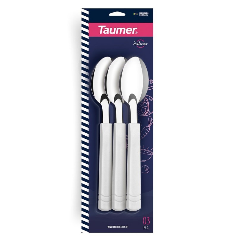 Conjunto Colher De Mesa 3 Peças Branca Taumer