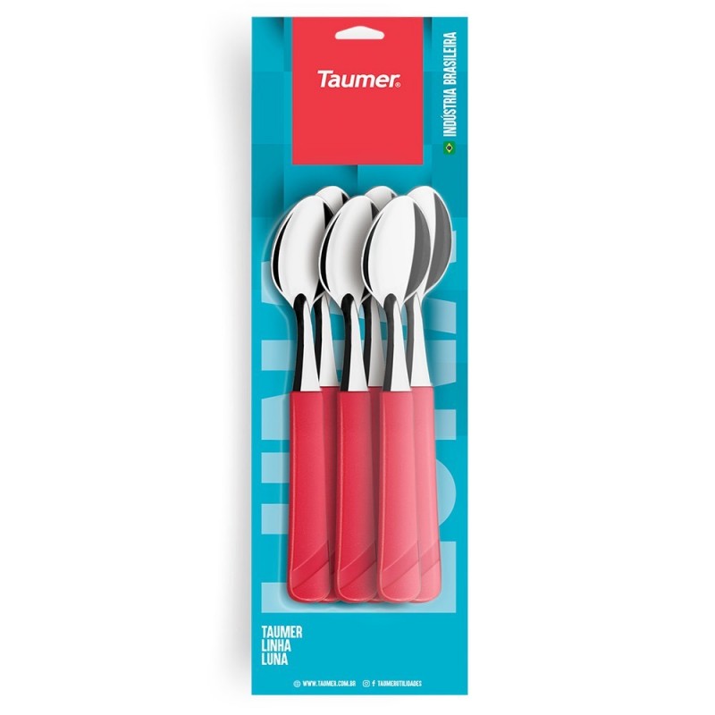 Conjunto Colher De Chá Vermelha 6 Peças Taumer