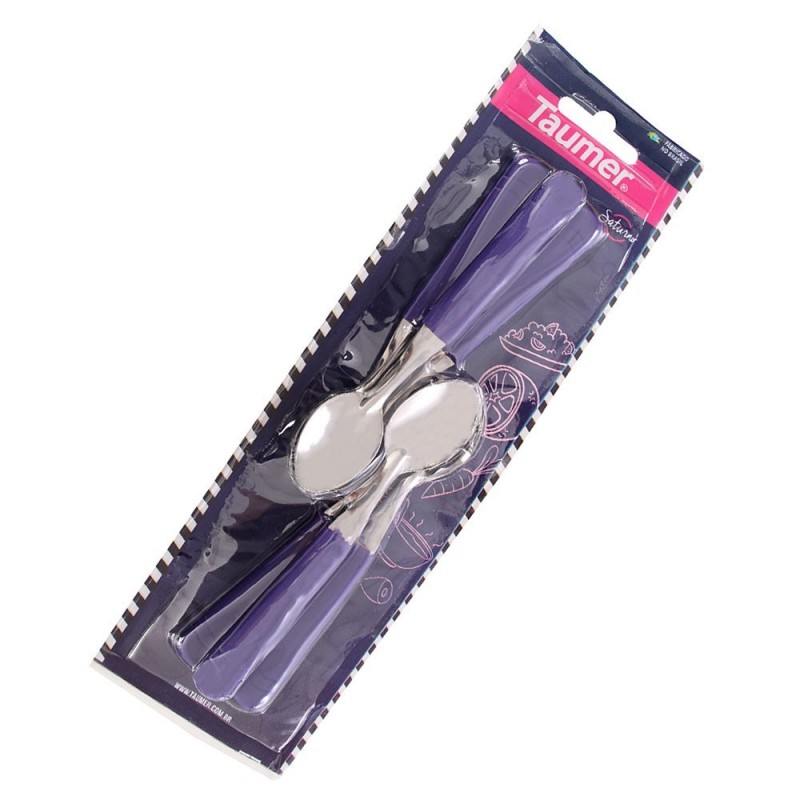 Conjunto Colher De Café Roxa 6 Peças Taumer
