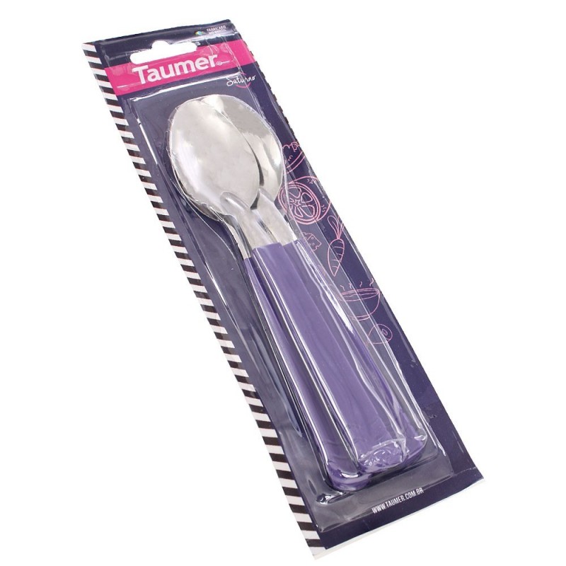 Conjunto Colher De Mesa Roxa 3 Peças Taumer
