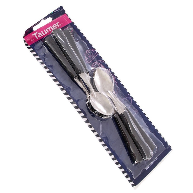 Conjunto Colher De Café Preta 6 Peças Taumer
