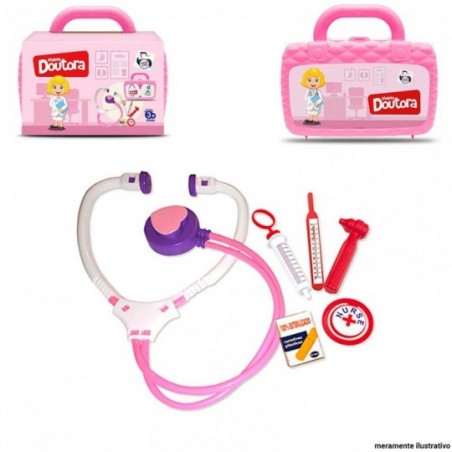 Kit Médico Meninas Maleta Doutora 6 Peças