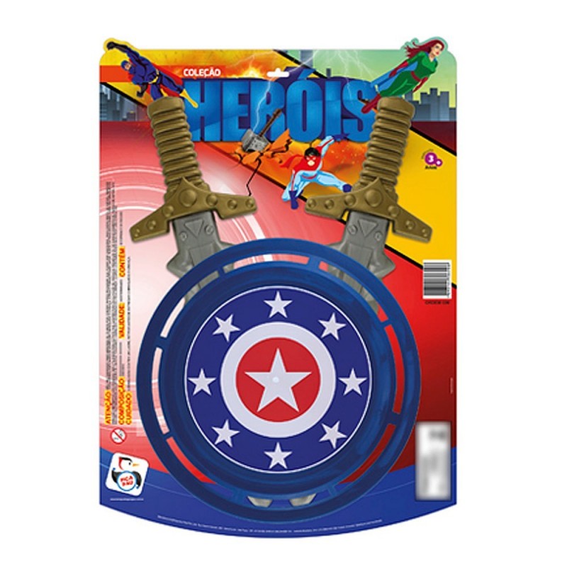 Coleção Heróis 2 Espadas E 1 Escudo Infantil
