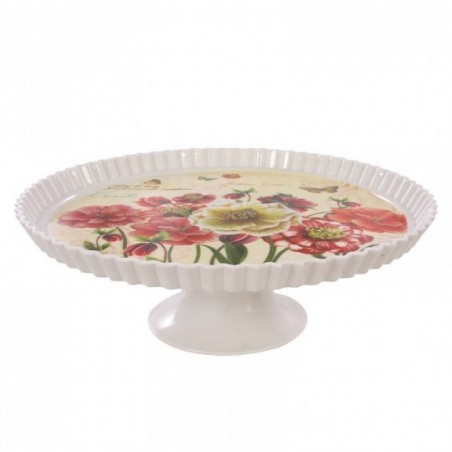 Prato Para Doces Estampado Borda Alta E Pé