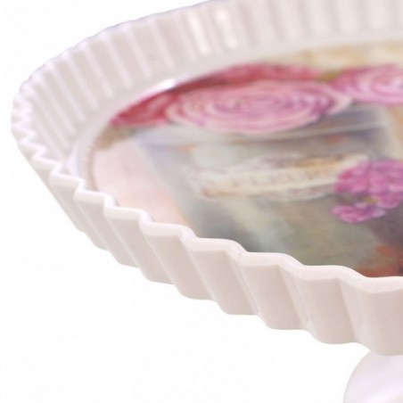 Prato Para Doces Estampado Borda Alta E Pé