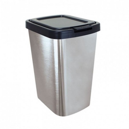 Cesto Lixeira Com Tampa Click Label Inox 9 L