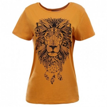 Camiseta Feminina Amarela Com Estampa Leão