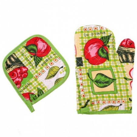 Kit Cozinha Luva De Forno E Avental Decorado 