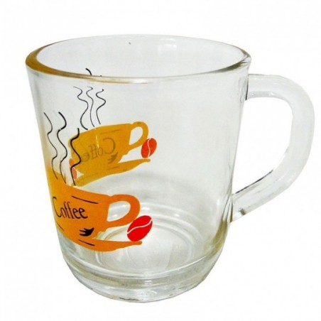 Caneca Vidro Transparente Estampa Coffe 220 Ml