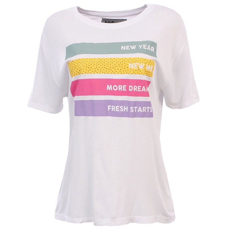 Camiseta Feminina Com Pedraria Manga Curta