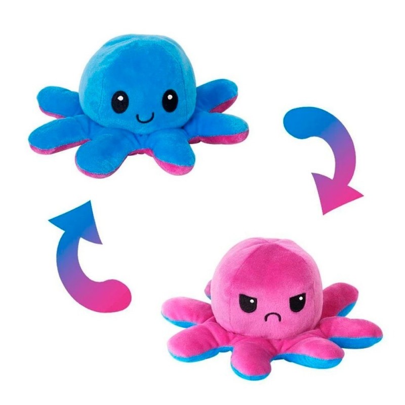 Polvo Humor Bravo Feliz Reversível Pelúcia 18 Cm