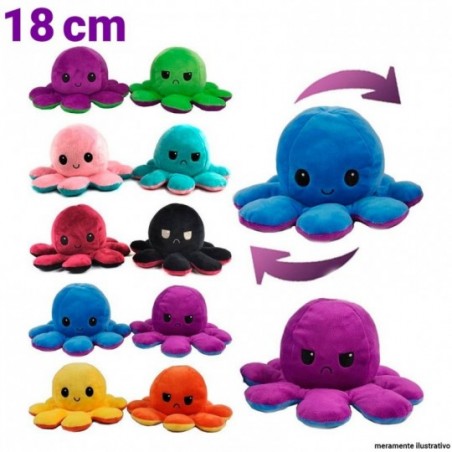 Polvo Humor Bravo Feliz Reversível Pelúcia 18 Cm