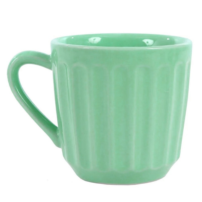 Caneca Canelada De Porcelana Verde Tiffany 150ml