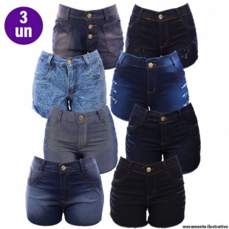 Kit 3 Shorts Jeans Curtos Na Promoção Modelos Variados