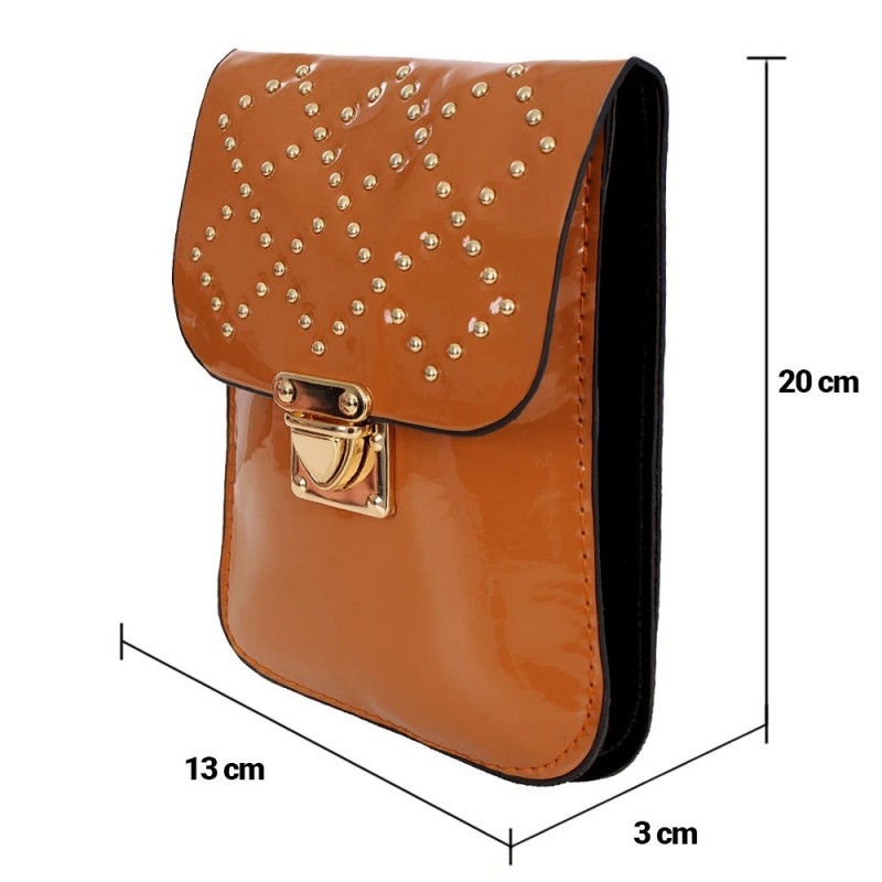 Bolsa Transversal Carteira Porta Celular Tachas Metálicas