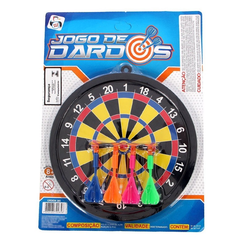 Kit Jogo De Dardos Na Solapa Com 5 Peças Pica Pau Brinquedos