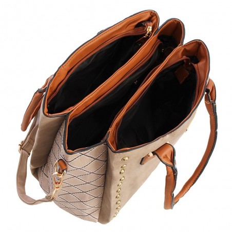 Bolsa Feminina Tote Ombro Grande Tachas Matelassê